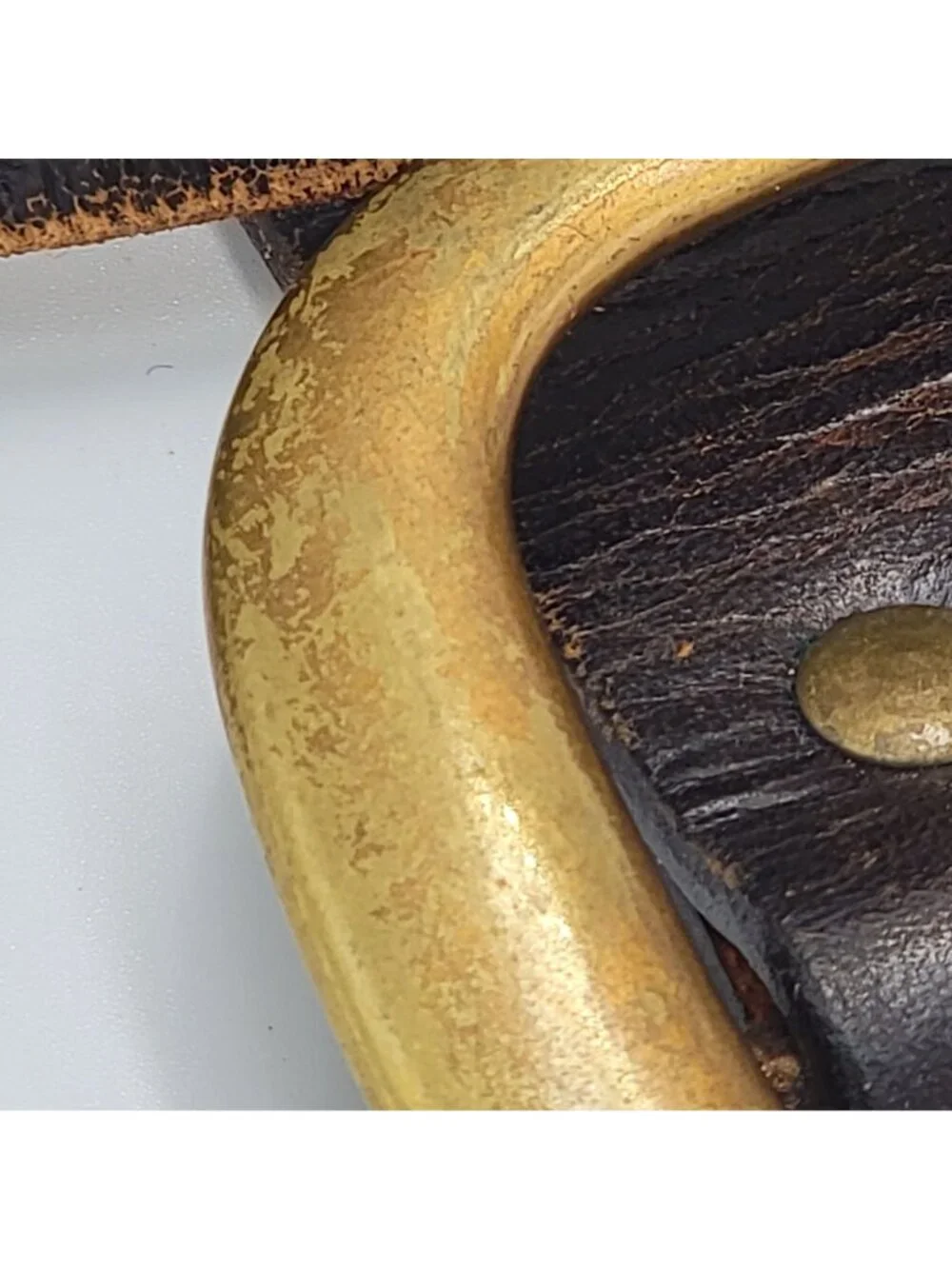 Vtg Y2k J.Crew Tooled Leather Belt With Brass Buckle Dark Brown  Unisex Size 38